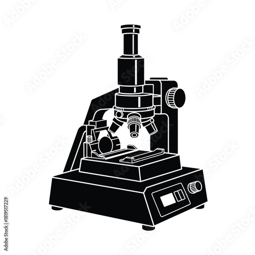 Creative Details Microtome Vector Illustration | Laboratory Cutting Instrument | Histology Sample Preparation Device