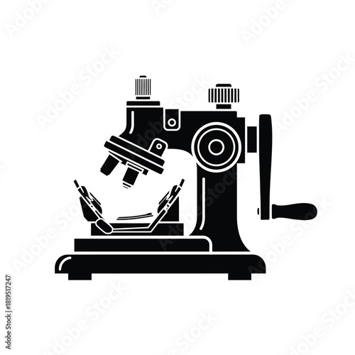 Creative Details Microtome Vector Illustration | Laboratory Cutting Instrument | Histology Sample Preparation Device