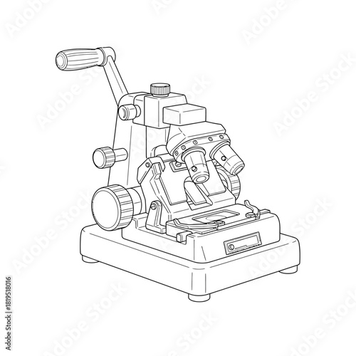 Creative Details Microtome Vector Illustration | Laboratory Cutting Instrument | Histology Sample Preparation Device