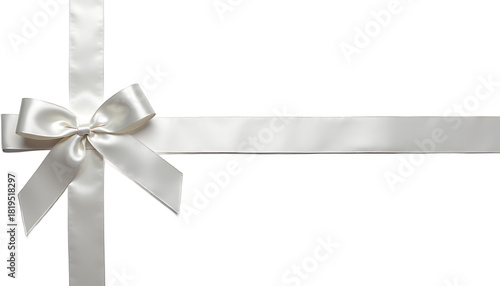 White Satin Ribbon Bow on White Background gift isolated on a transparent background