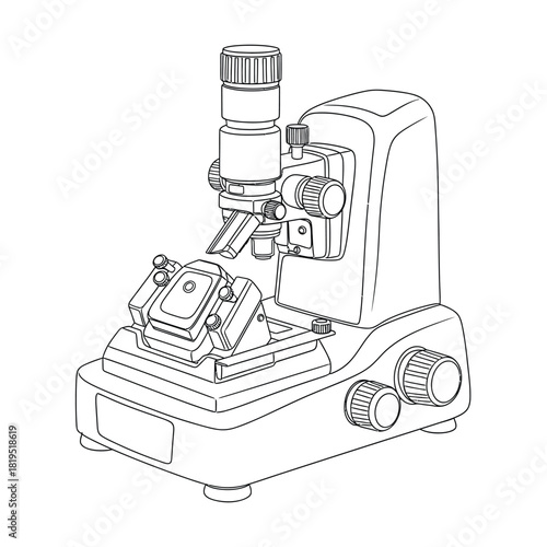Creative Details Microtome Vector Illustration | Laboratory Cutting Instrument | Histology Sample Preparation Device