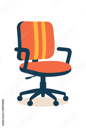 Flat vector illustration of bright office chair with bold backrest accents rounded shape minimalistic style
