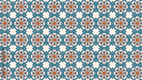 Geometric floral abstract textile pattern design.