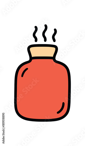 Cute doodle winter collection flat vector illustration bold handdrawn outlines bright solid fills isolated on white clean white space sticker style minimal detail hand warmer pouch with