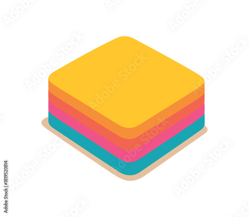 Flat vector illustration of colorful sticky notes stack with vivid layers rounded corners minimal details