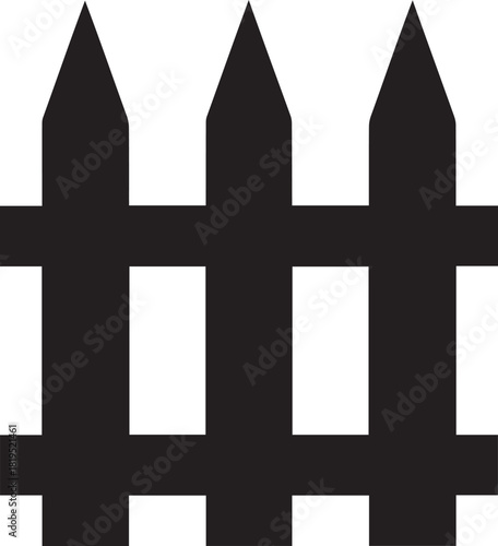 Silhouette of a Picket Fence with Pointed Tops.