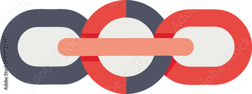 Interlocking chain links in flat design representing connection and unity