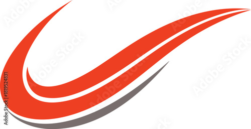 Orange and grey swoosh graphic element with motion and speed curves