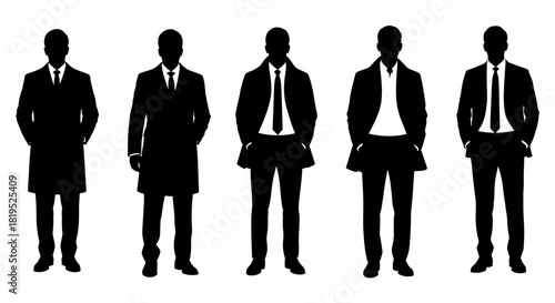 Elegant male figures showcasing various styles of professional menswear fashion