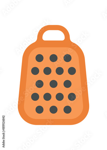 Flat vector illustration of grater with holes and handle rounded form minimal kitchen style