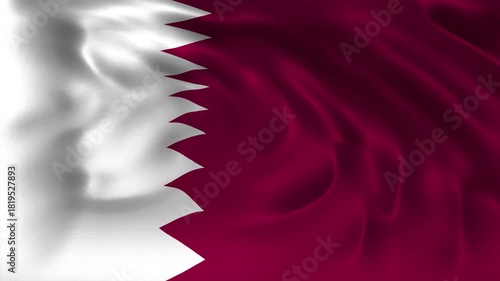 Realistic Qatar flag waving in a seamless loop with detailed fabric texture perfect for National Day, cultural celebrations, government events, and 4K visual presentations