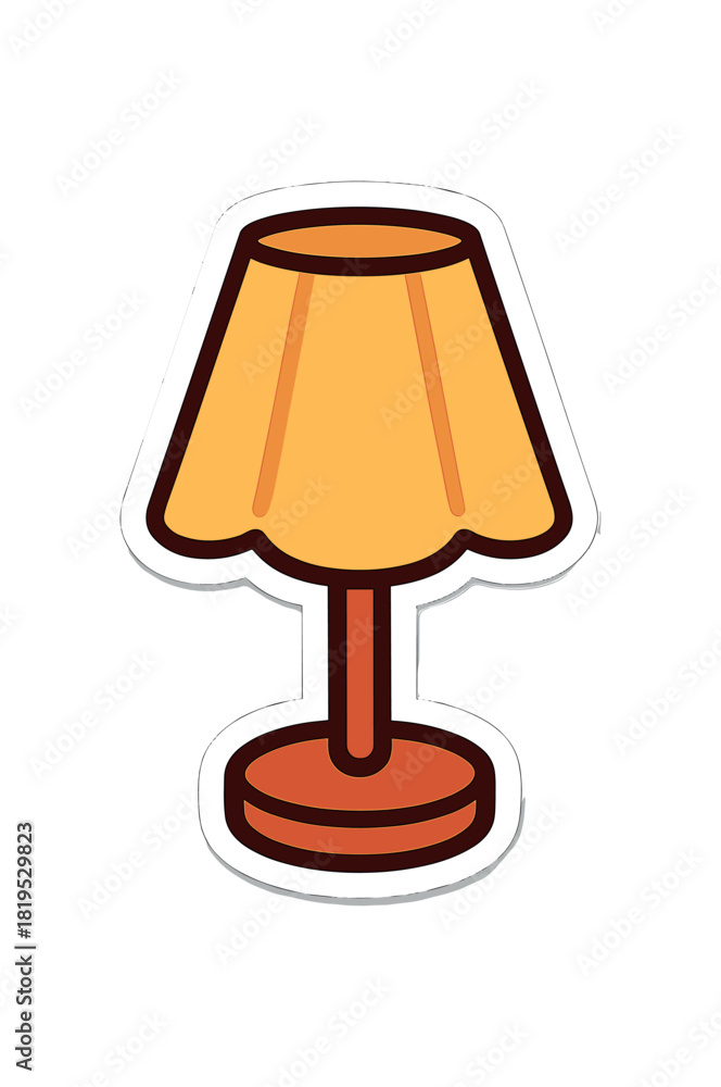 Obraz premium Single cozy lamp with soft fabric shade flat vector style bold outline sticker look bright warm palette isolated on transparent background centered no face