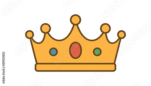 Flat vector illustration of children crown with simple jewels rounded points minimal dressup detail