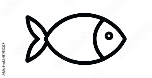 Flat vector illustration of fish symbol outline with curved lines rounded shape clean vector style