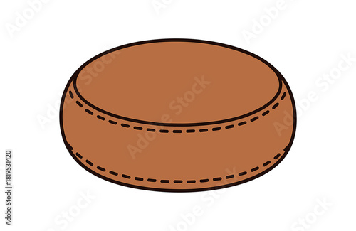 Flat vector illustration of simple prayer cushion with border stitching rounded form minimal detail