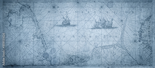 Fényképezés Old map collage background