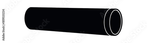 Mailing tube with cap black silhouette with round edge and seal line details document shipping container