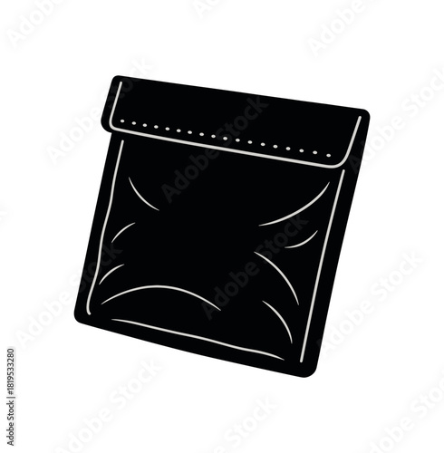 Padded envelope with sealed edge black silhouette with fold and curve lines soft packaging variant