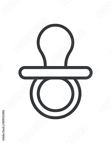 single minimal black outline icon of baby pacifier very simple shape no color transparent background
