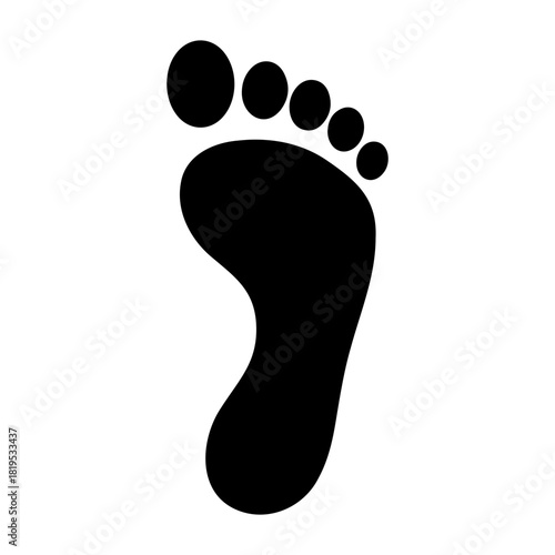 Nature and Environment Vector black silhouette of a human foot with five toes on a transparent background in vector format