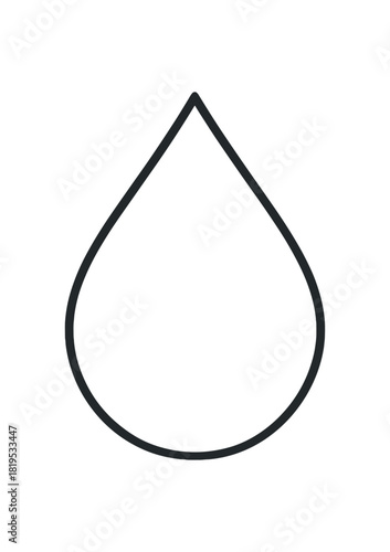 single minimal black outline icon of water droplet smooth curve ultra minimal no fill