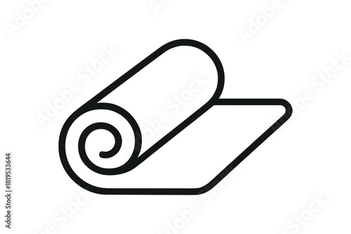 single minimal black outline icon of yoga mat rolled minimal contour isolated