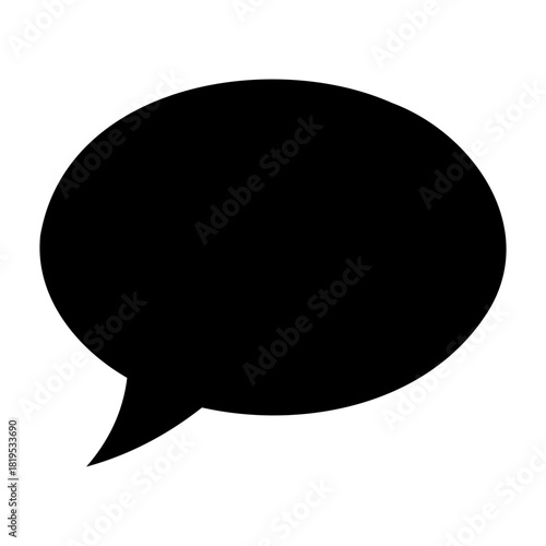 Nature and Environment Vector Illustration of a solid black speech bubble with a rounded shape and a pointed tail on a white background