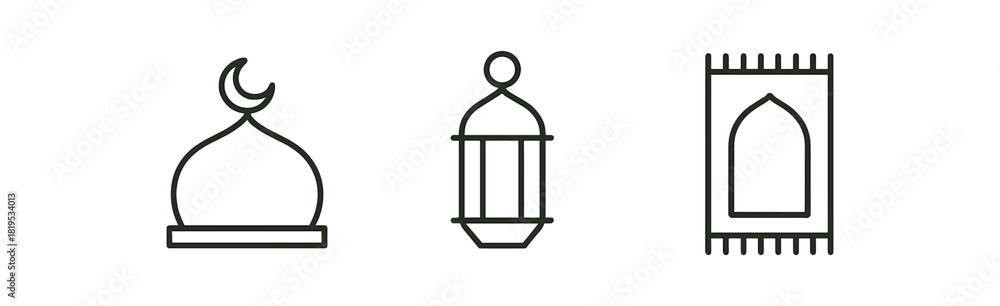 custom made wallpaper toronto digitalminimal black outline icons mosque dome lantern prayer rug thin contour isolated