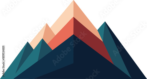 Geometric mountain range abstract art with a pastel color palette