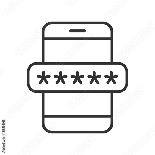 Password code smartphone icon in line design. password code, PIN entry, secure login, smartphone security, hidden text, password protection, lock access, secure field on white background vector.
