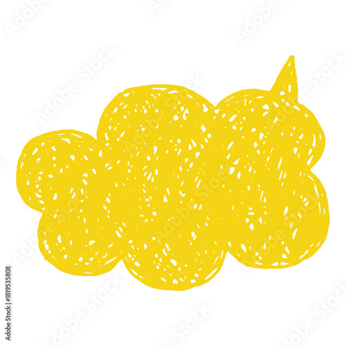 Crayon text box speech bubble with rough hand drawn sketch lines. Rounded shape with playful uneven strokes, chalkboard.