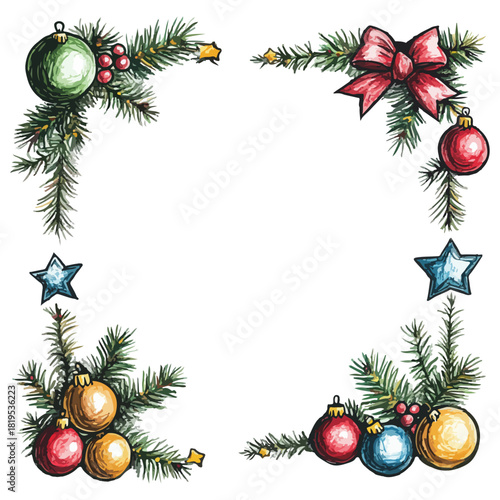 christmas frame border hand drawn vector illustration