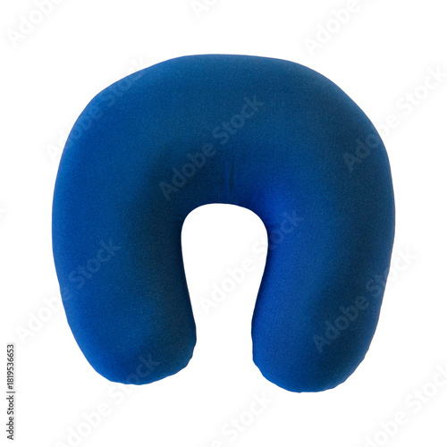 A soft blue neck pillow, support and comfort for travelers or anyone seeking relaxation. I