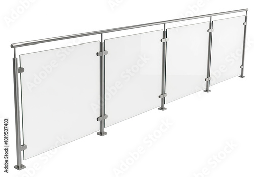 Modern glass railing system isolated on transparent background