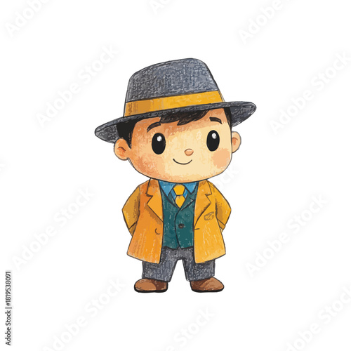 detective hand drawn vector illustration
