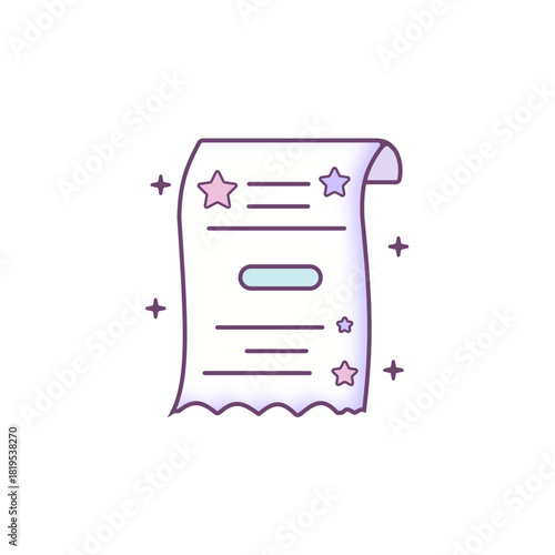 Minimal pastel document icon representing a sale notice, ideal for announcements, promo lists, product details, and marketing graphics for ecommerce or seasonal campaigns.