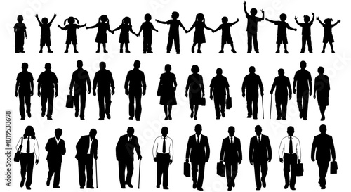 Silhouettes of diverse people representing all ages and stages of life