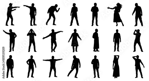 Diverse Collection of Human Silhouettes in Various Poses and Dynamic Actions