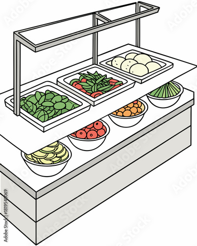 Restaurant buffet with fresh food and variety