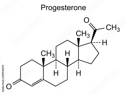 Progesterone, chemical structure of progesterone, drug substance