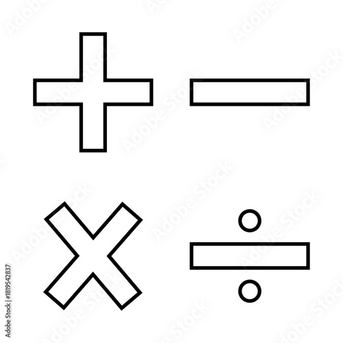 Essential arithmetic operation icons
