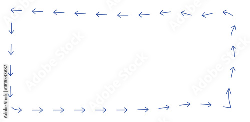Clockwise arrow loop EPS design showing directional flow around a rectangle for technical visuals.