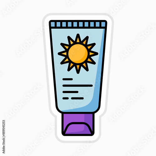 Sunscreen tube icon, essential for summer skin protection and care.
