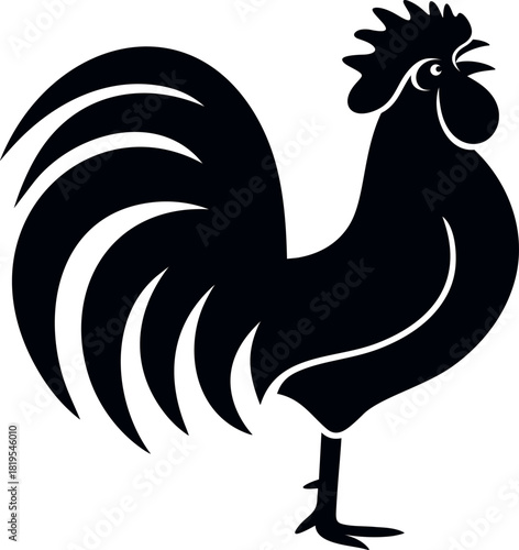 Crowing rooster logo. Morning. Isolated rooster on white background