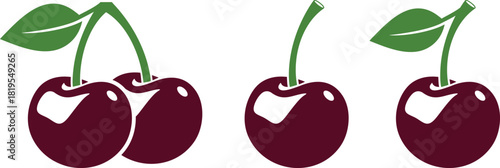 Ripe berry. Red berry. Cherry logo. Isolated cherry on white background