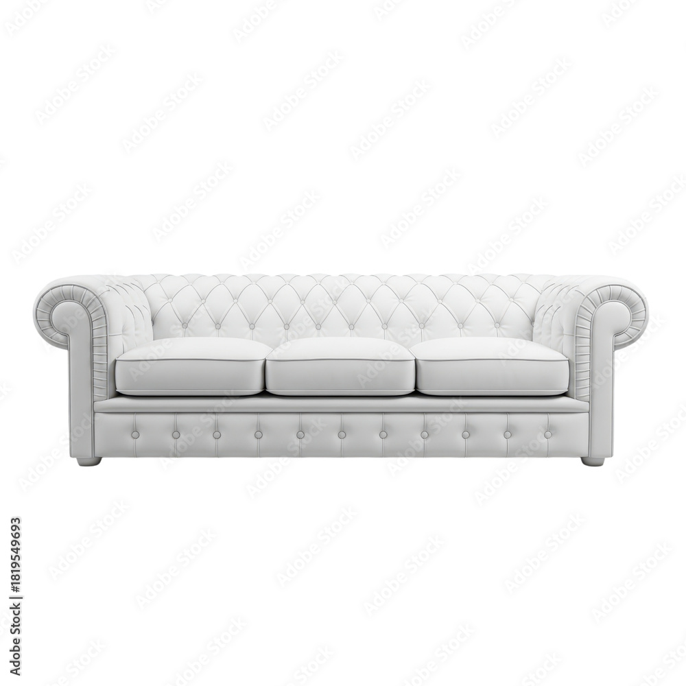 Fototapeta premium White chesterfield sofa isolated on transparent background