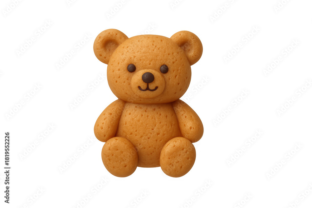 Fototapeta premium Teddy bear cookie snack with cute face on transparent background