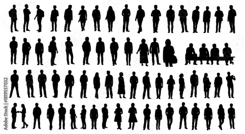 A Diverse Collection of Human Silhouettes Representing a Crowd