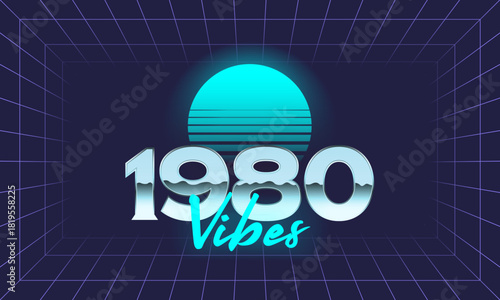1980s retro logo. Futuristic background. Vector illustration