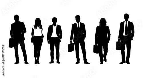 Diverse team of professionals in silhouette ready for corporate challenges
